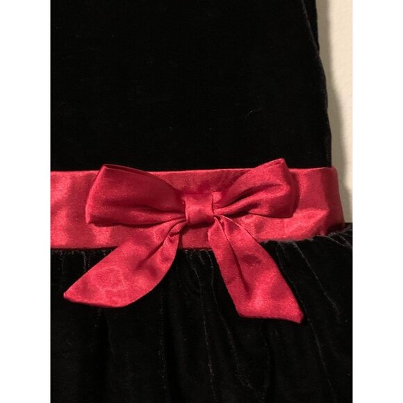 Circo Black Dress Girls 18 mo Black Velour Short Sleeve Red Bow Party Holiday - Picture 5 of 7